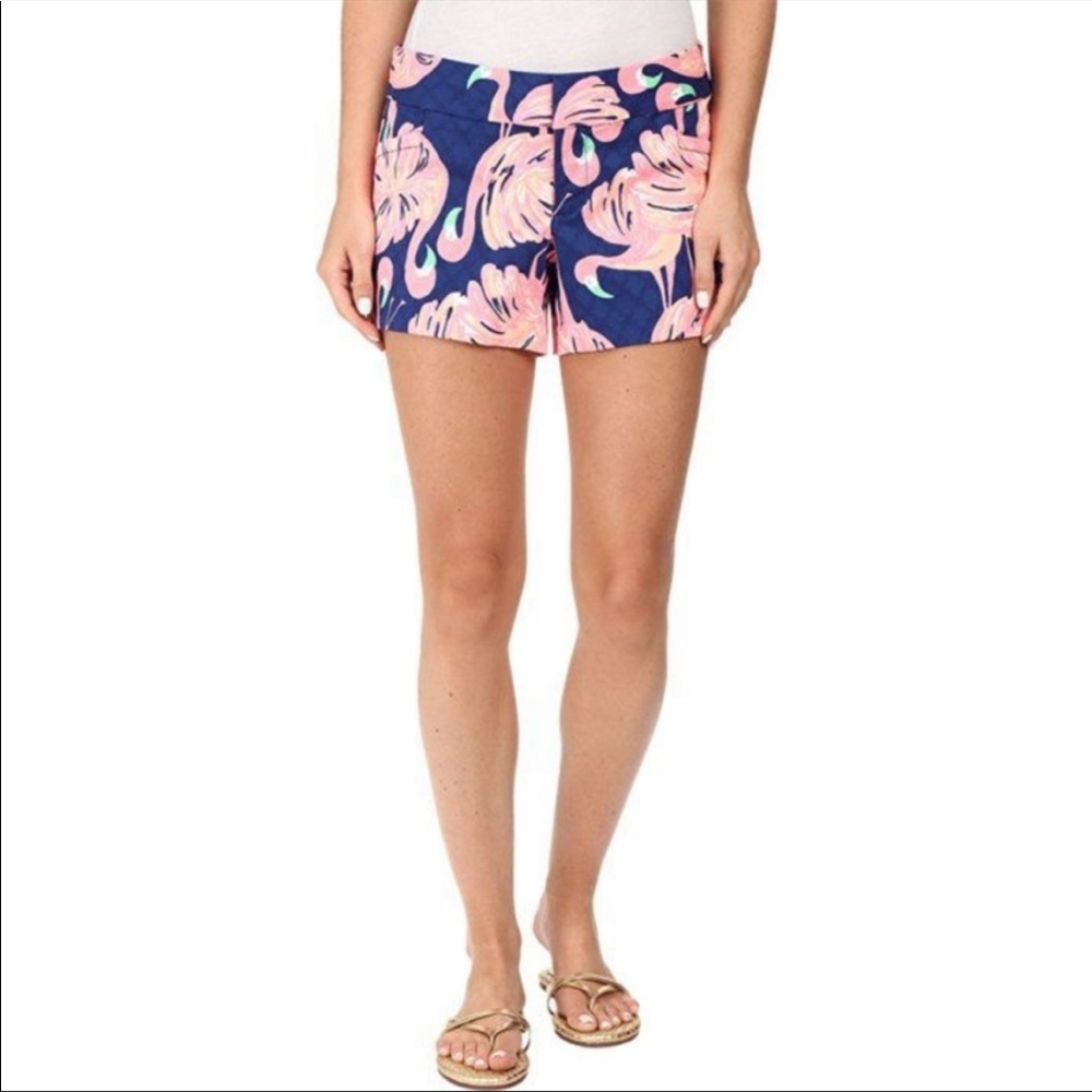 Lilly Pulitzer Gimme Some Legs Flamingo Ellie Shorts Resort Navy 2 Women’s EUC. - Picture 6 of 7